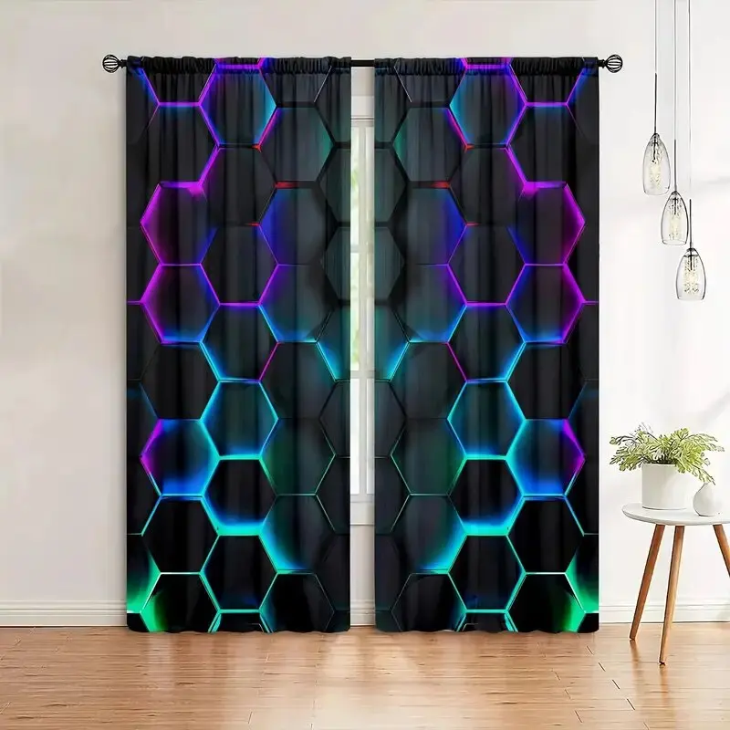 Tech Office Youtube - 2pcs Tirai Hexagon Tech dengan Kantong