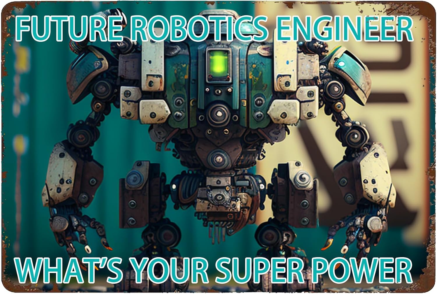 Tech Office Engineer - Papan Tanda Logam Insinyur Robotika 8X12IN