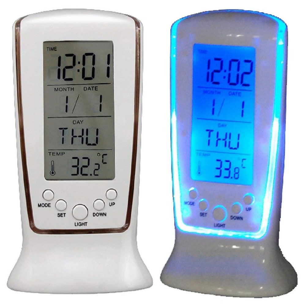 Office Tech Gadgets - Jam kalender Digital LED, jam Desktop