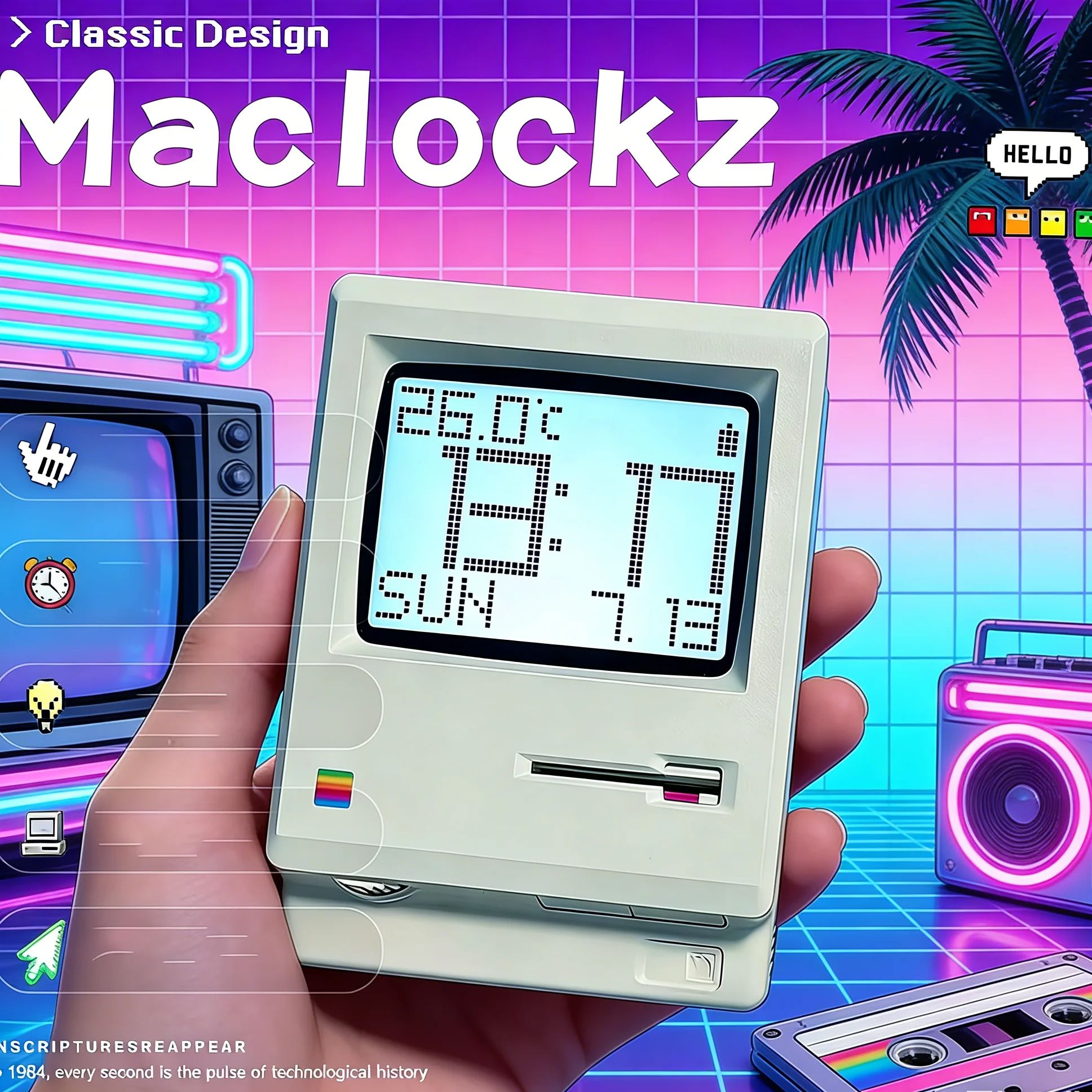Office Tech Gifts - Jam Alarm Maclock Retro Nostalgic Bergaya