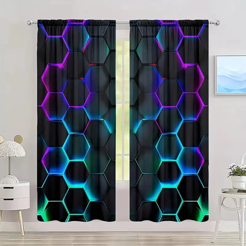 2pcs Tirai Hexagon Tech dengan - Tech Office Youtube ulasan dan harga