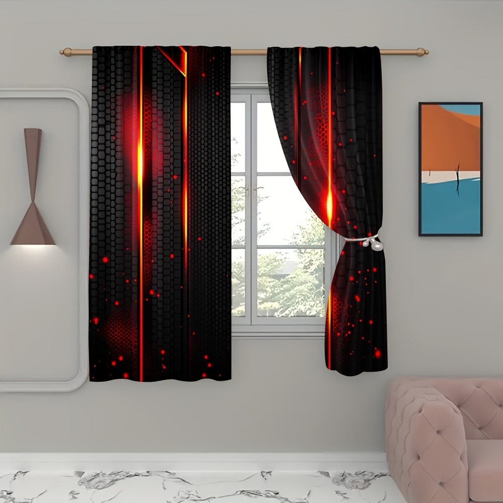 2pcs Tirai Lava Hitam Merah Mo - Tech Office Youtube ulasan dan harga